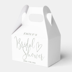 Sage Green Script Calligraphy Bridal Shower Favour Box