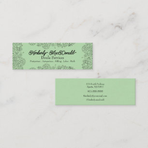 Sage Green script doula services Calling Card