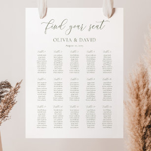 Sage Green Script Elegant 15 table Seating Chart