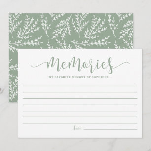 Sage Green Script Favourite Memory of the Bride Advice Card