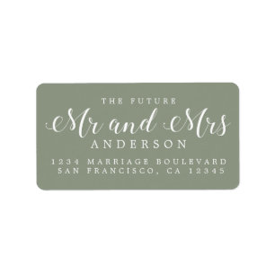 Sage Green Script Future Mr Mrs Return Address Label