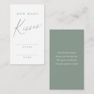 Sage green script guess how many kisses game enclosure card
