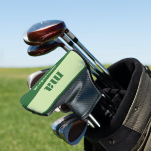 Sage green script monogram initial golf head cover