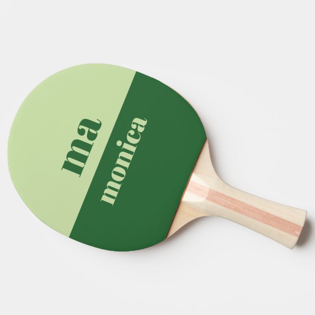 Sage green script monogram initial  ping pong paddle (Side)