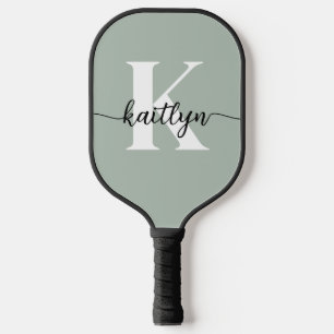 Sage Green Script Monogram Pickleball Paddle
