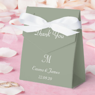 Sage Green Script Monogram Wedding Thank You  Favour Box