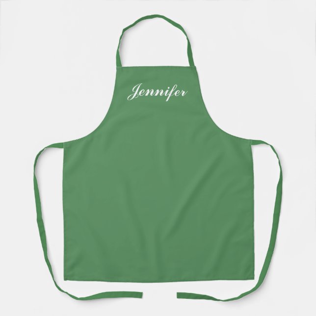 Sage Green Script Personalised Womens Kitchen Apron (Front)