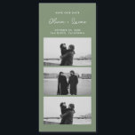 Sage Green Script Photo Strip Magnetic Wedding<br><div class="desc">A modern and elegant save the date card featuring a black and white photo strip layout with three personal photos. The minimalist design and timeless typography create a sleek and romantic look,  perfect for couples who want a stylish way to announce their wedding date.</div>