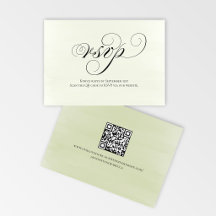 Sage Green Script QR Code Wedding RSVP Response