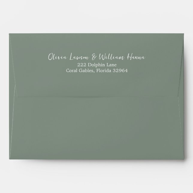 Sage Green Script Return Address Envelope (Back (Top Flap))