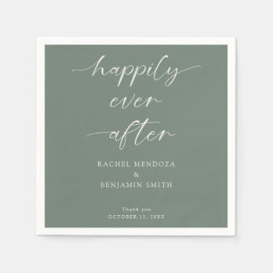Sage Green Script Wedding Minimal Script Elegant Napkin