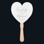 Sage Green Script Wedding Program Heart Hand Fan<br><div class="desc">This stylish wedding program can be personalized with your special wedding day information featuring chic modern typography. Designed by Thisisnotme©</div>