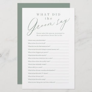 Sage green script what did the groom say game