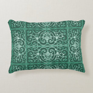 Sage green scrollwork pattern decorative cushion