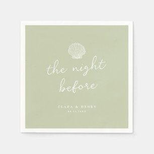 Sage Green Seashell Rehearsal Dinner Napkins