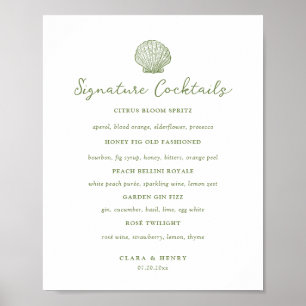 Sage Green Seashell Signature Drinks Table Sign