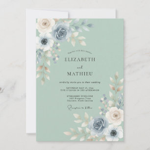 Sage Green Seraphic Watercolor Wedding Invitation