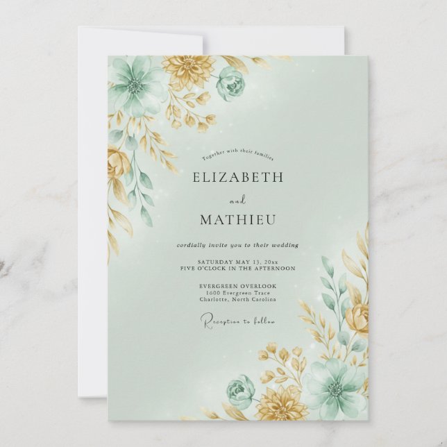 Sage Green Serene Bohemian Wedding Invitation (Front)