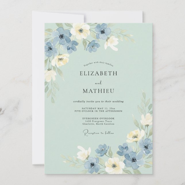 Sage Green Serene Meadow Wedding Invitation (Front)