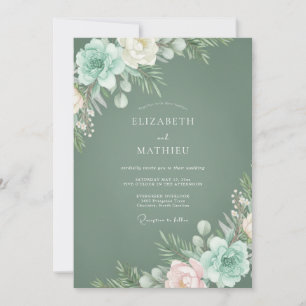 Sage Green Serene Winter Wedding Invitation