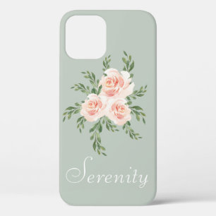 Sage Green Serenity  Modern Watercolor Typography iPhone 12 Pro Case