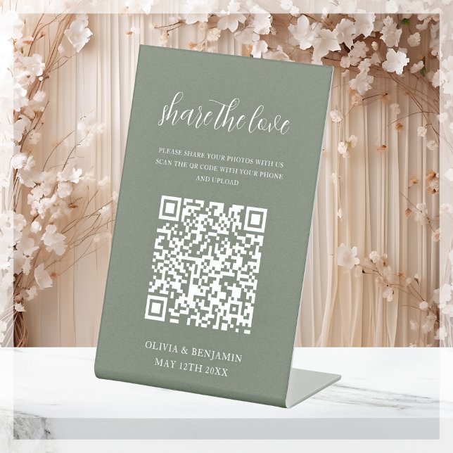 Sage Green | Share The Love QR Code Pedestal Sign (Creator Uploaded)