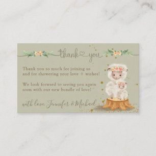 sage green Sheep Baby Shower New Mommy Thank You Enclosure Card