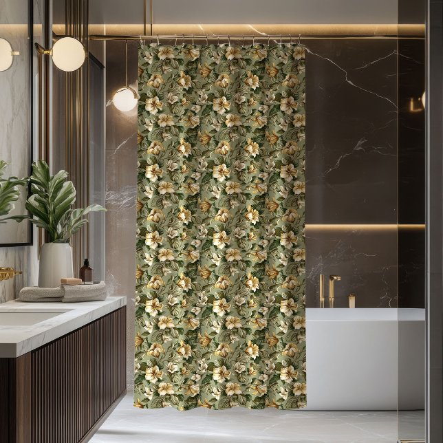 Sage Green Shower Curtain Luxury Floral Design (Sage Green Shower Curtain Luxury Floral Design)