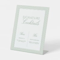 Sage Green Signature Cocktail Wedding Table Sign