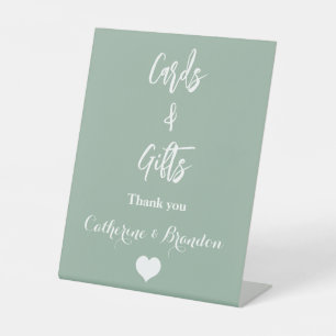 Sage Green Signature Script Cards and Gifts Pedestal Sign