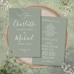 Sage Green Signature Script Wedding Program<br><div class="desc">Sage green signature script wedding program featuring chic modern typography,  this stylish wedding program can be personalised with your special wedding day information. Designed by Thisisnotme©</div>