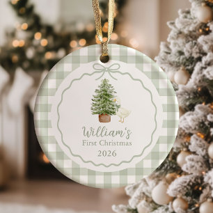 Sage Green Silly Goose Baby First Christmas Ceramic Tree Decoration