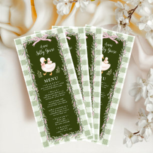 Sage Green Silly Goose Baby Shower Menu Gingham
