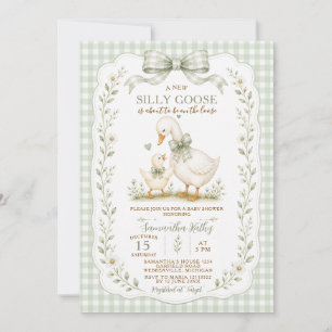 Sage Green Silly Goose Baby Shower Neutral Invitation