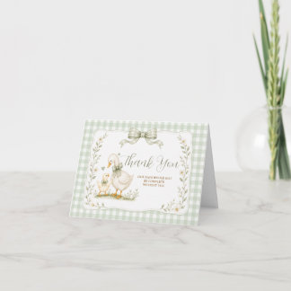Sage Green Silly Goose Baby Shower Neutral Thank You Card