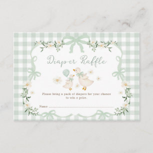 Sage Green Silly Goose Coquette Bow Diaper Raffle Enclosure Card