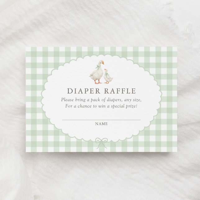 Sage Green Silly Goose Diaper Raffle Ticket Enclosure Card (Creator Uploaded)
