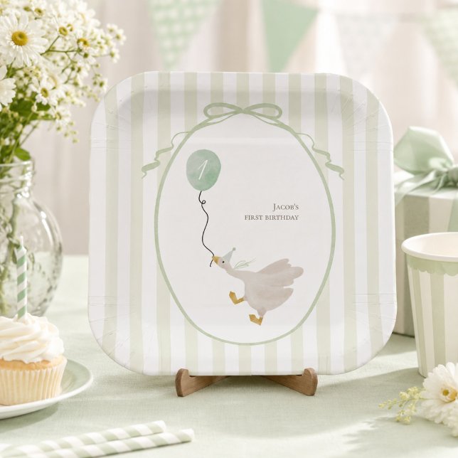 Sage Green Silly Goose Paper Plates (Creator Uploaded)