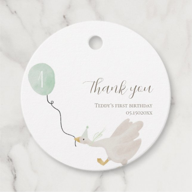Sage Green Silly Goose Round Favour Tag (Front)