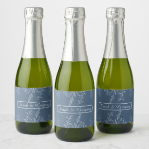 Sage Green Simple Boho Floral  Sparkling Wine Label