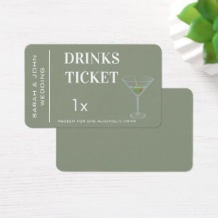 Sage Green Simple Drink Ticket Wedding Reception 