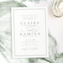 Sage Green Simple Elegance Romantic Script Wedding