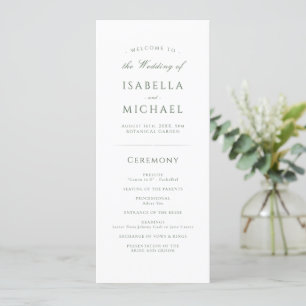Sage Green Simple Elegant Modern Classy Wedding Programme
