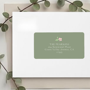 Sage Green   Simple Floral Wedding Address Label
