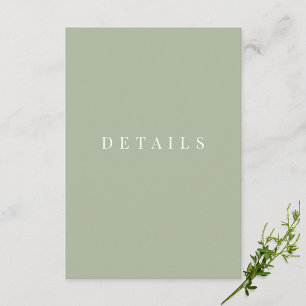 Sage Green Simple Formal Wedding Details Enclosure Card