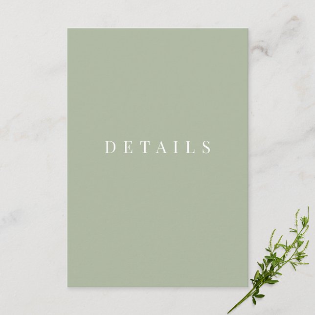 Sage Green Simple Formal Wedding Details Enclosure Card (Creator Uploaded)