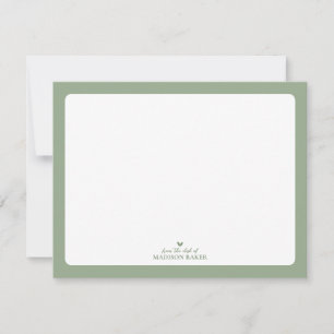 Sage Green Simple Heart Personalised Stationery Card