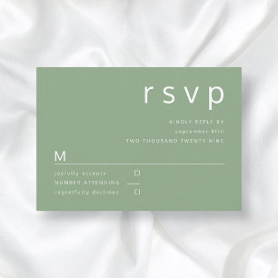 Sage Green Simple Minimalist Typography Wedding RSVP Card