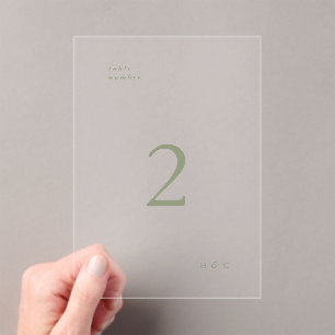 Sage Green Simple Modern Acrylic Arch Table Number