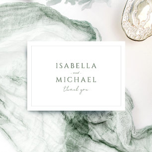 Sage Green Simple Modern Classy Wedding Thank You